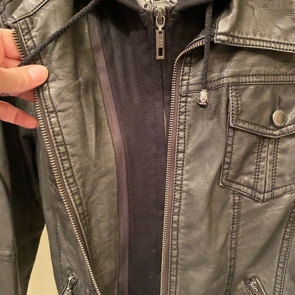 Made By Johnny Charcoal Faux Leather Jacket - Picture 11 of 16
